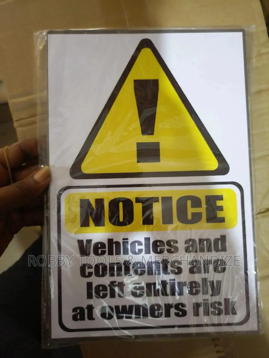 Vehicles Parked Safety Sign