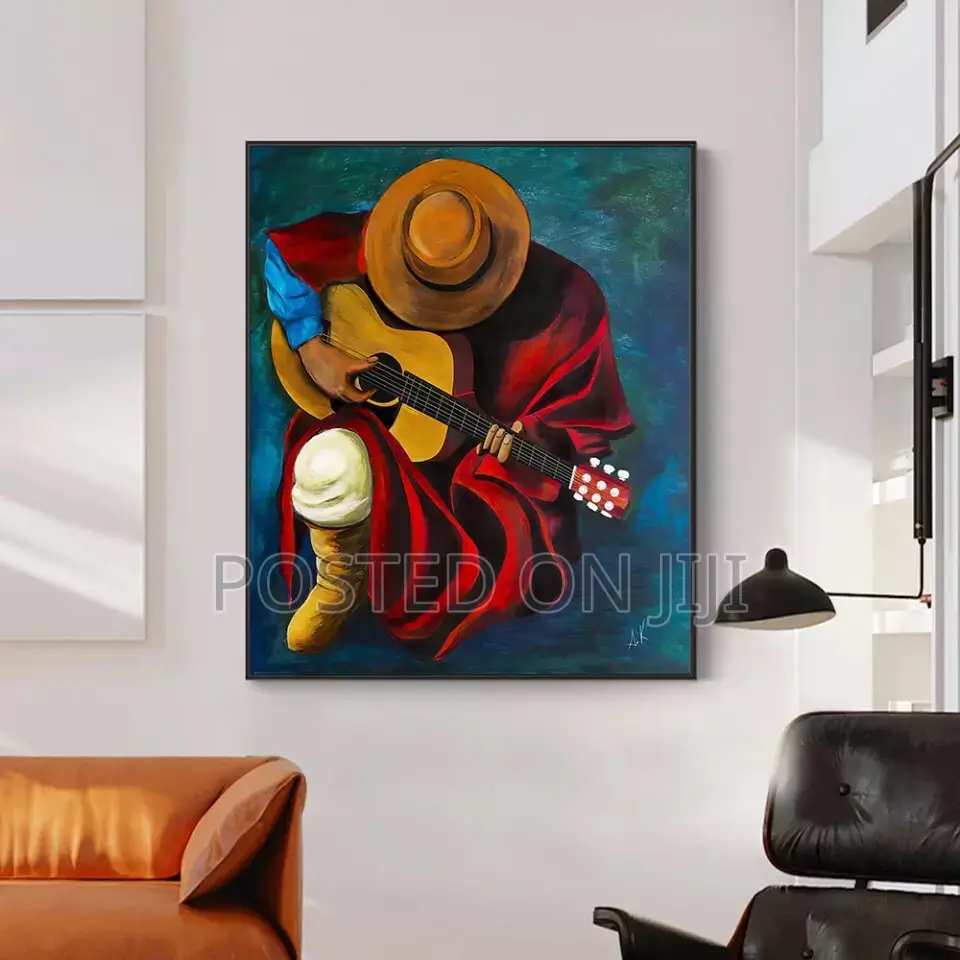 Guitar Player Oil Painting Canvas Print