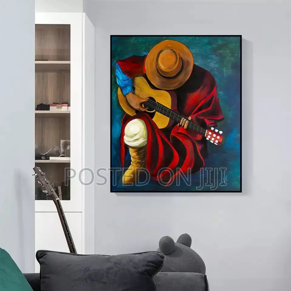 Guitar Player Oil Painting Canvas Print
