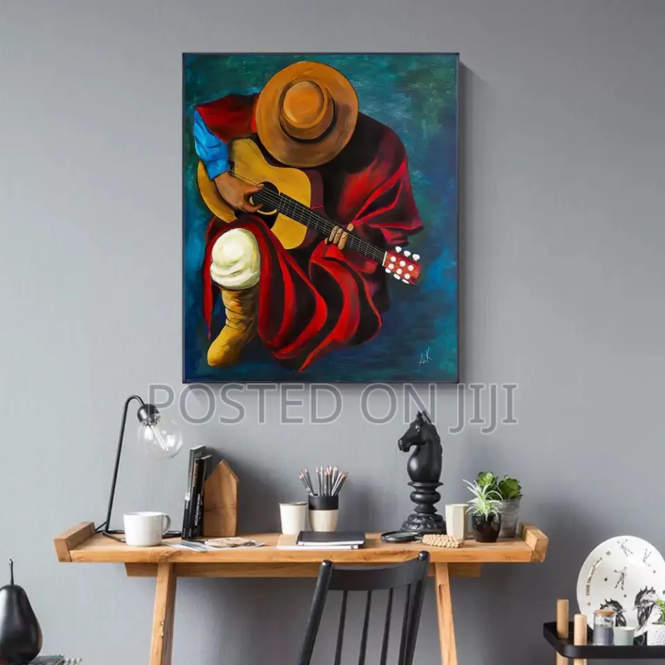 Guitar Player Oil Painting Canvas Print
