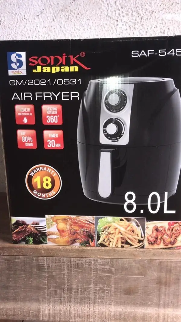 Sonik 8L AIR FRYER With 360° Heat Rotation Non Stick Pan