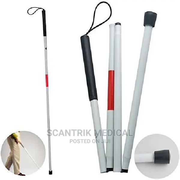 Medical Folding Blind Cane With Red End and White Stick