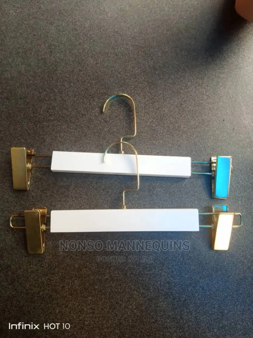 Wooden Clip White Gold Colour Luxury Clothes Hangers