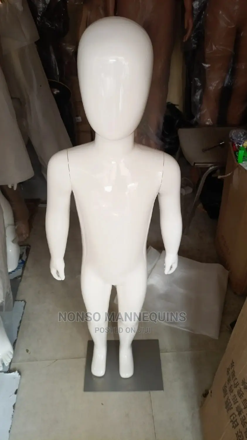 Age 3 To 6 Yrs Unisex Faceless Kids White Glossy Mannequins