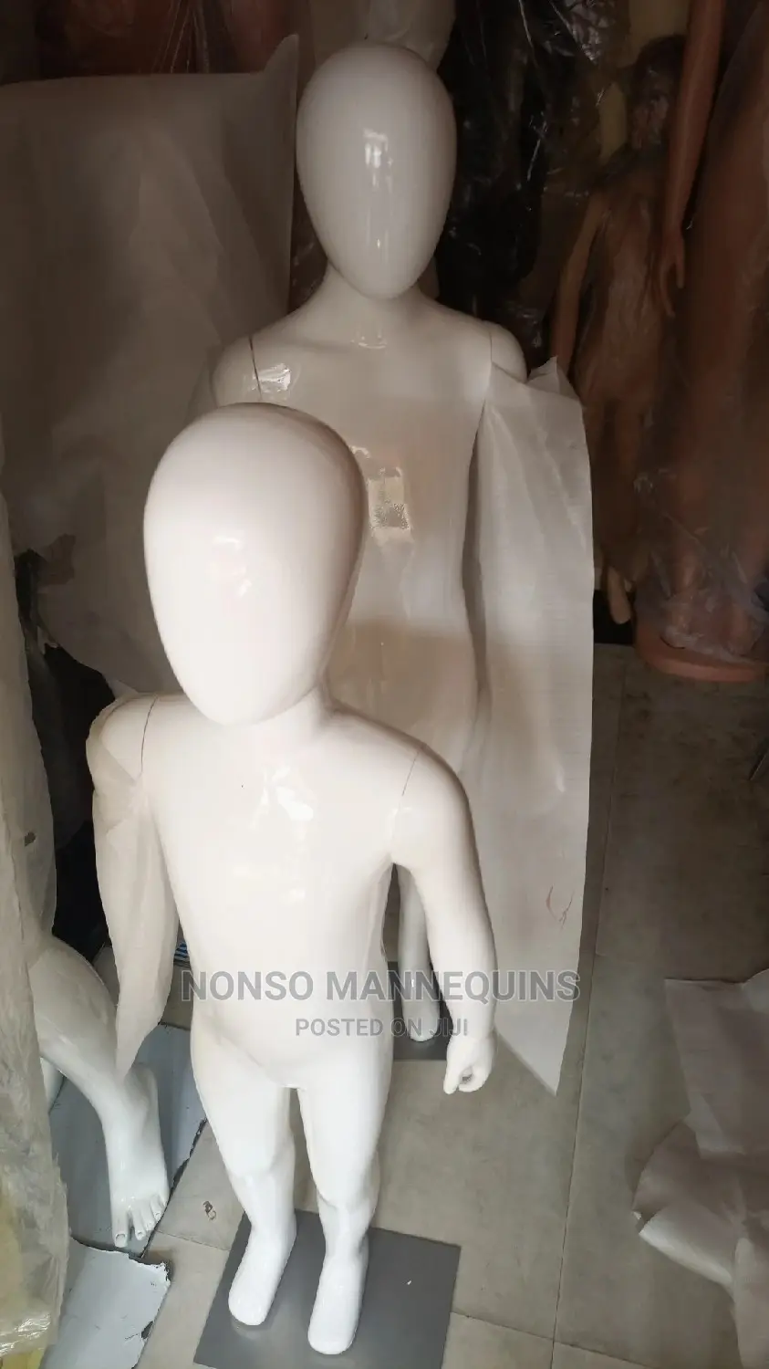 Age 3 To 6 Yrs Unisex Faceless Kids White Glossy Mannequins