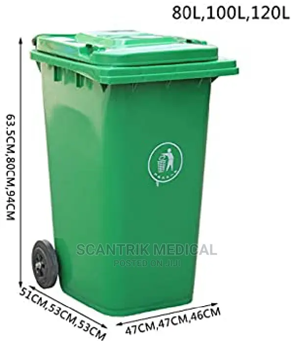 Outdoor Trash Bin With Wheels 120L