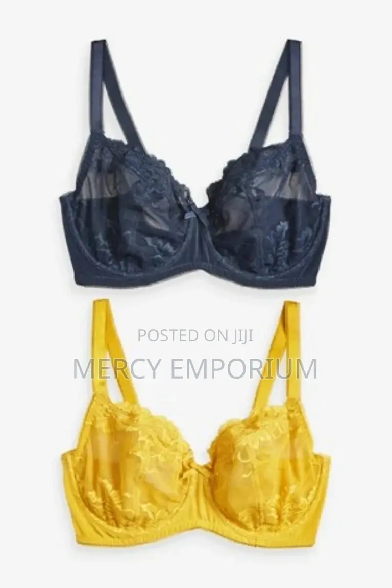 Two Non Padded Bra. Size 35C Bra Navy/Ochre