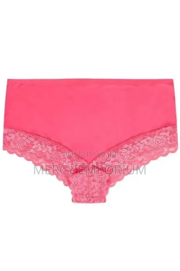 Bright Pink Lace Trim Briefs