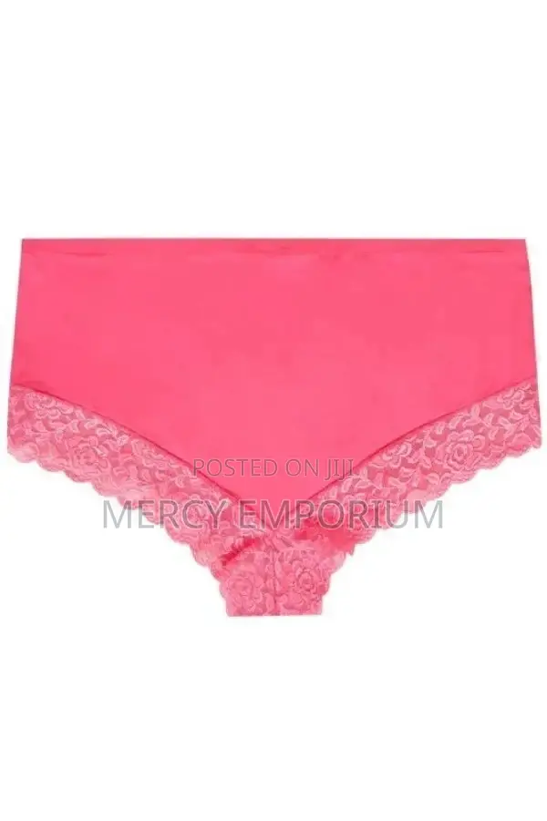 Bright Pink Lace Trim Briefs