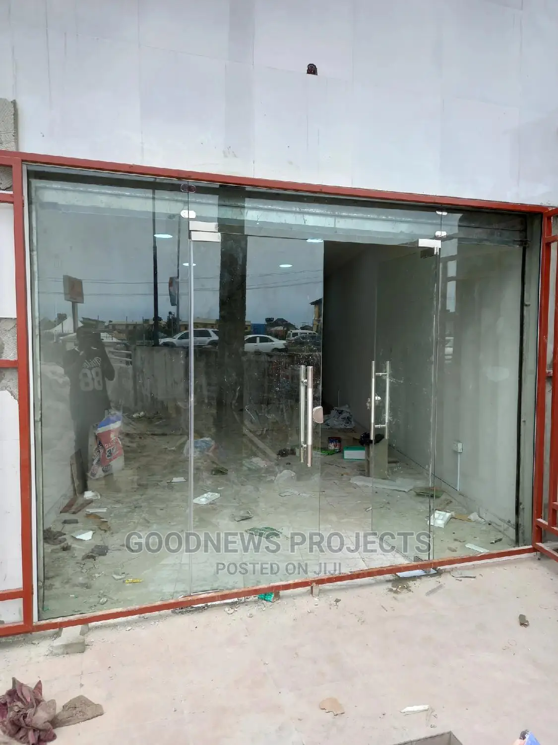 Entrance Double Glass Door With Fixed