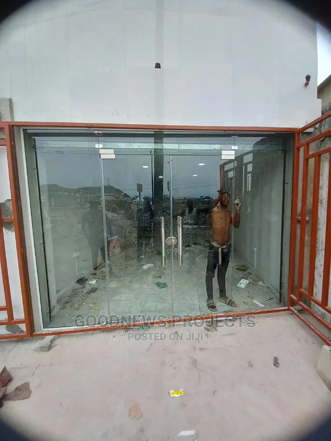 Entrance Double Glass Door With Fixed