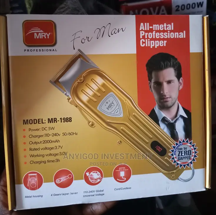 Mry All Metal Cordless Clipper With Led Light