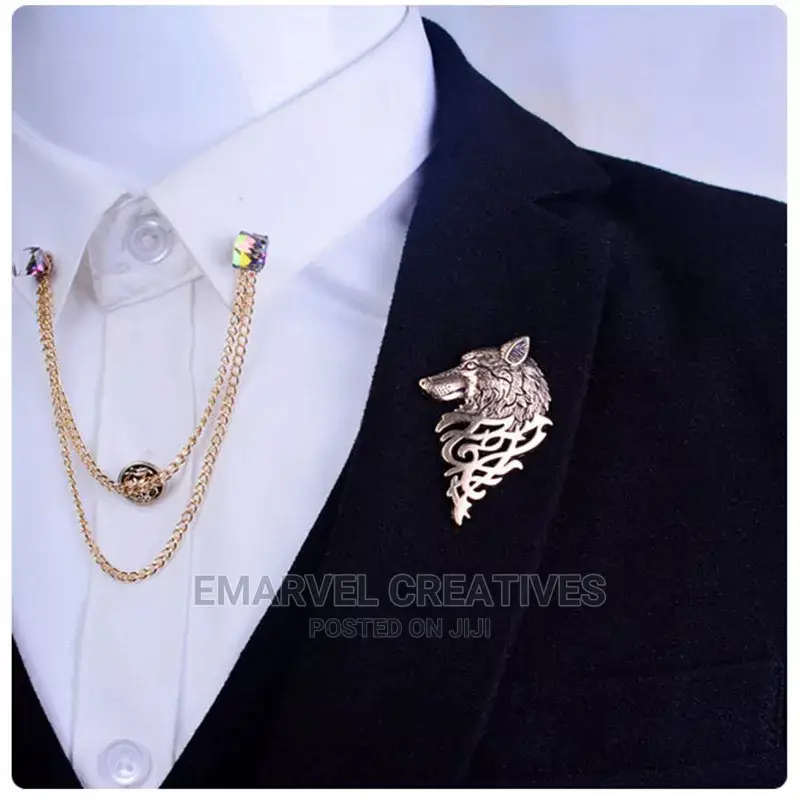 Retro Wolf Brooch Vintage Punk Collar Pins Badge Brooches