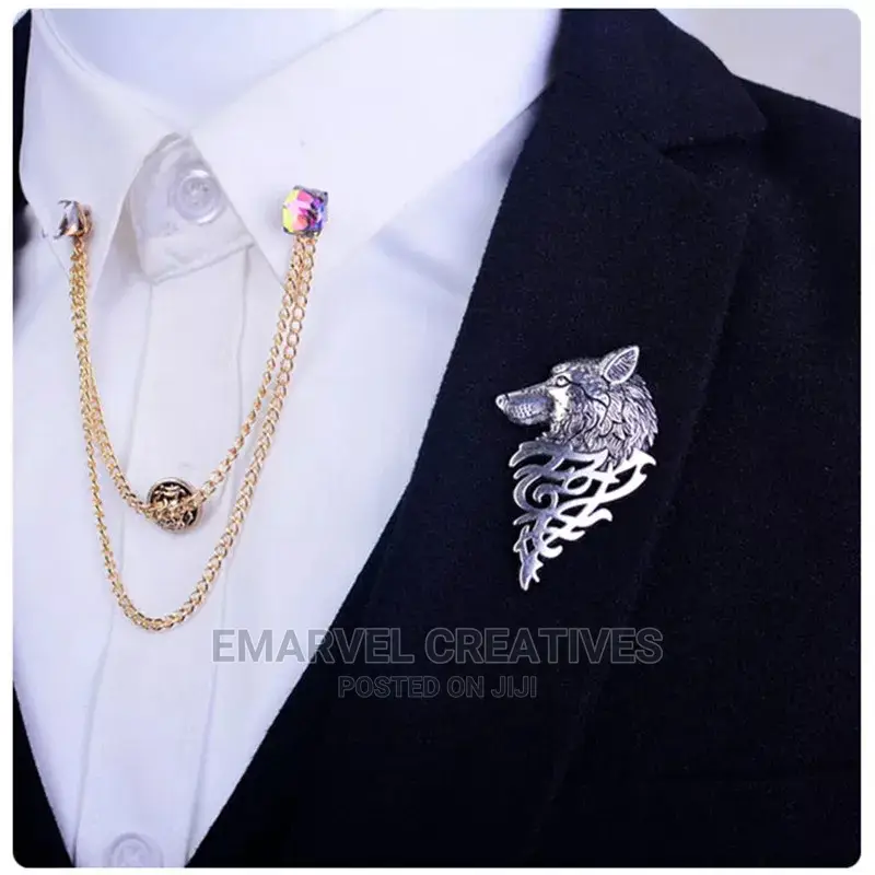 Retro Wolf Brooch Vintage Punk Collar Pins Badge Brooches