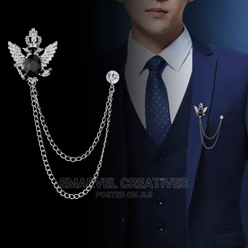 Retro Shirt Suit Tassel Bird Wing Brooch Fringed Chain