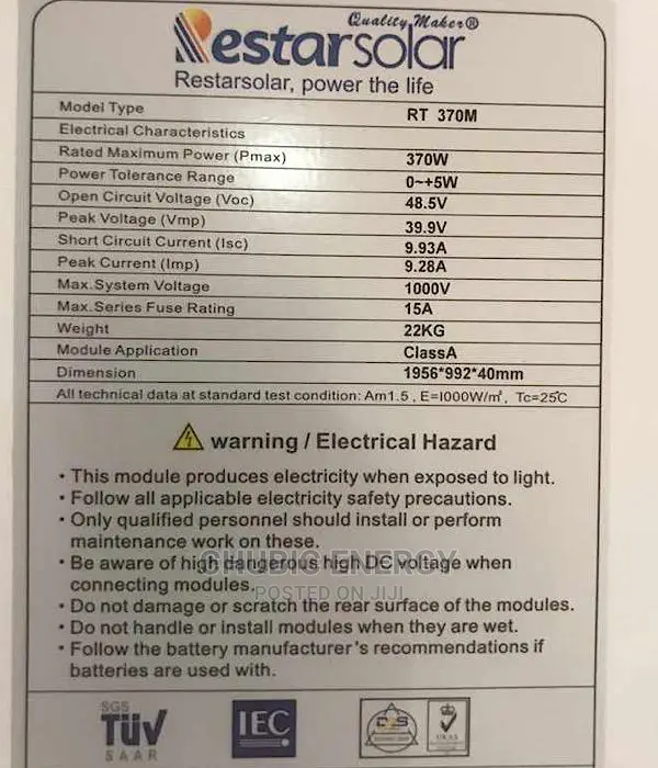 Rester 370watt Mono Panel