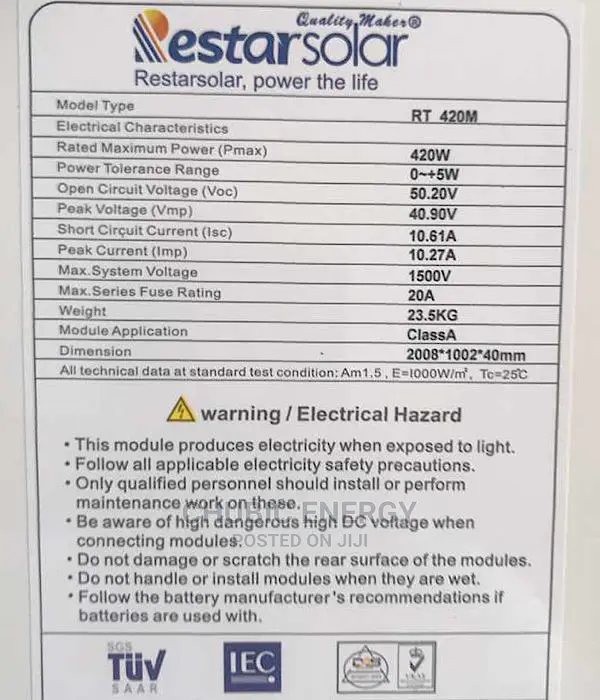 Rester 420watt Mono Panel