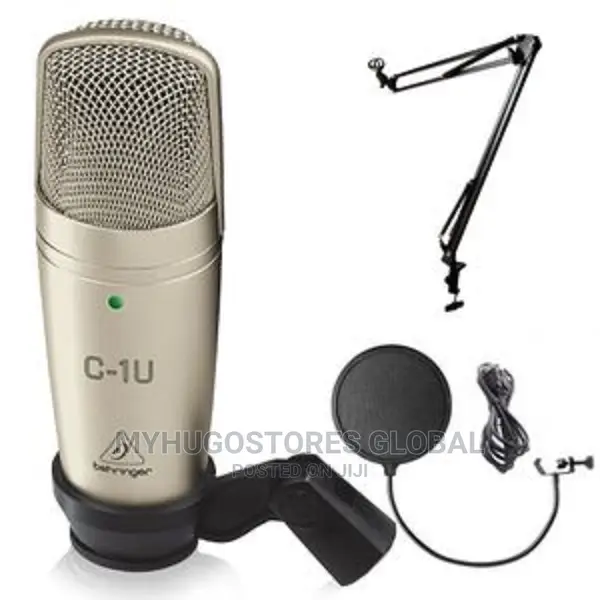 Beringer C-1u Condenser USB Mic + Pop Filter and Boom Arm