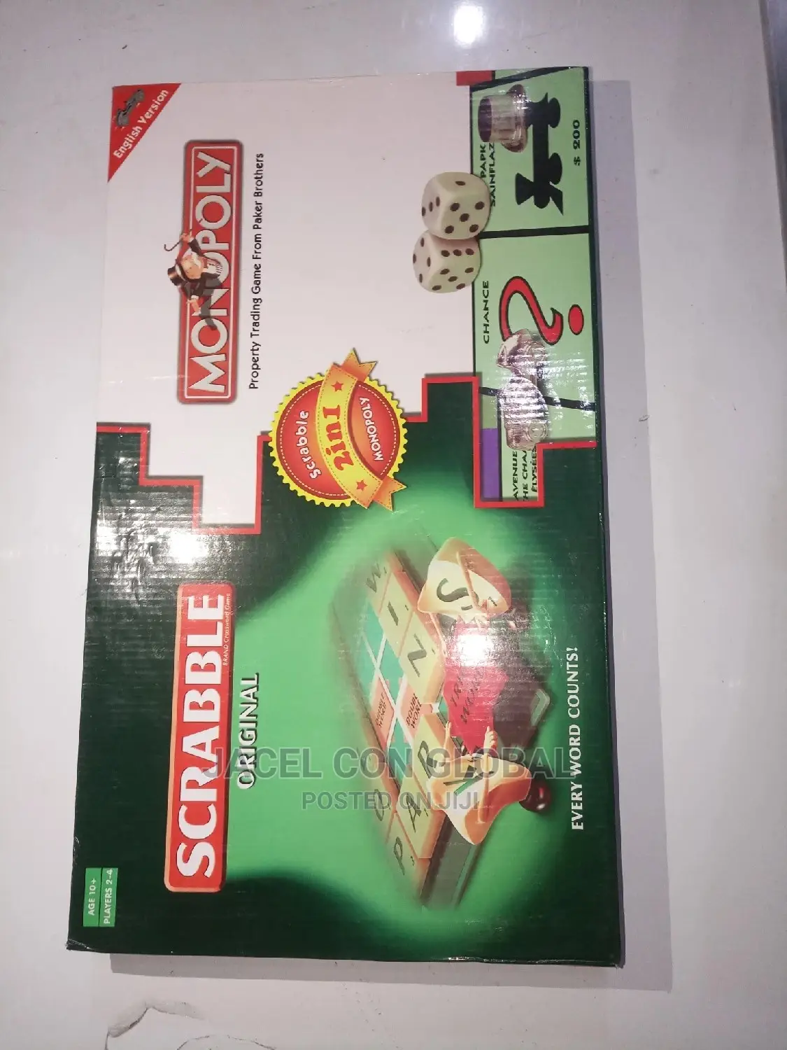 Big Size Scrabble and Monopoly Board Game (2 in 1 Design)