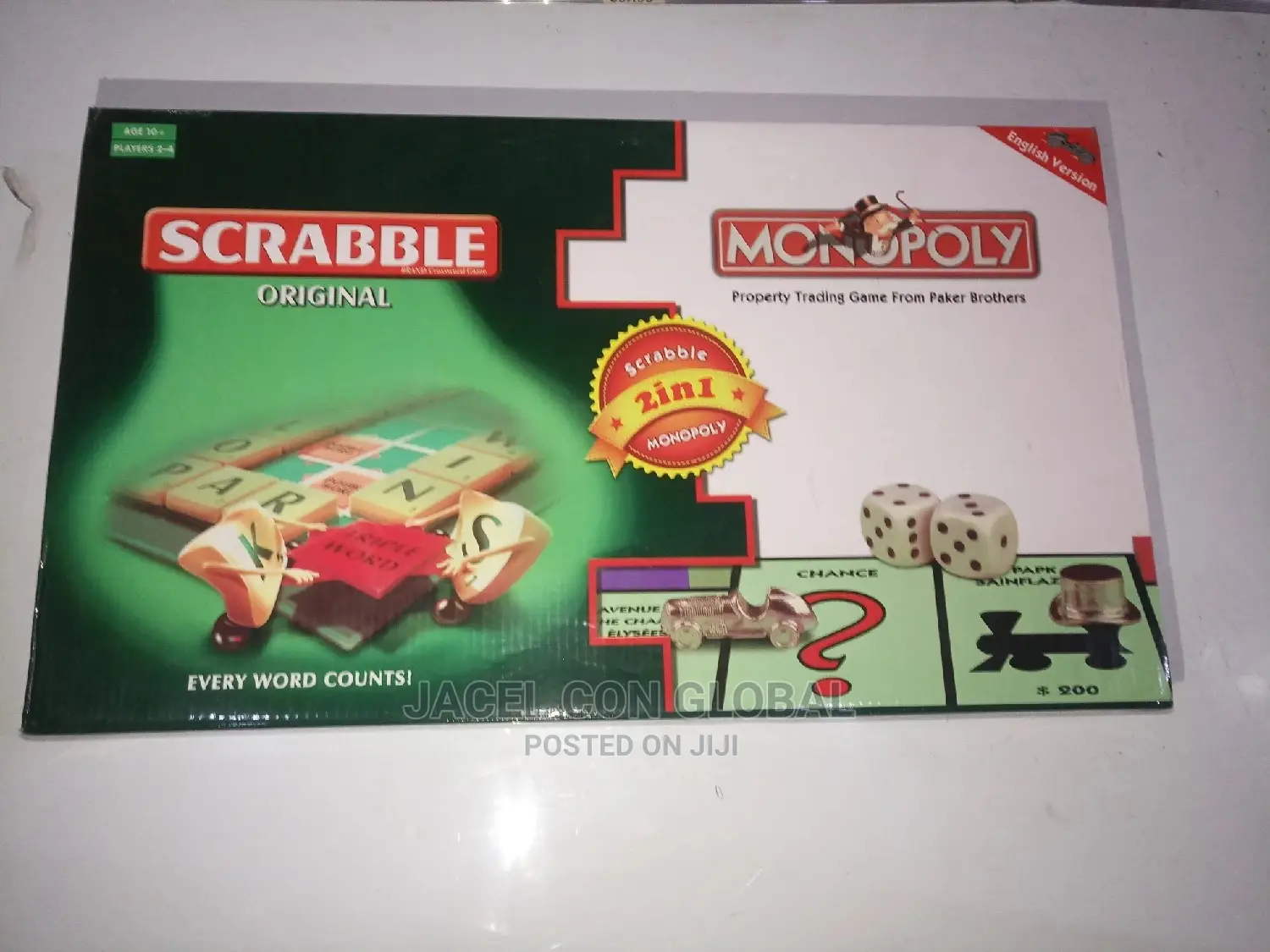 Big Size Scrabble and Monopoly Board Game (2 in 1 Design)