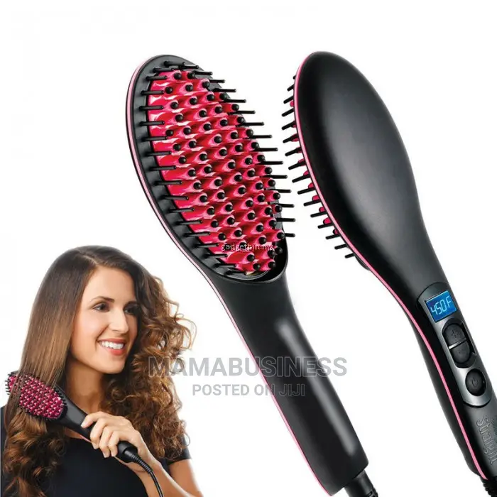 LCD Display Ceramic Hair Straightening Brush Comb