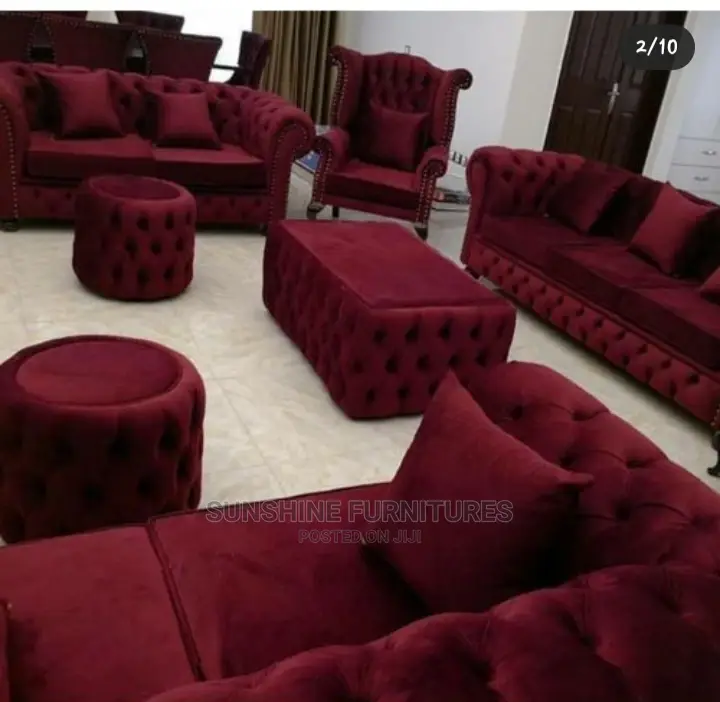 Luxury 7 Seater Living Room Fabric Royal Sofa Chair.