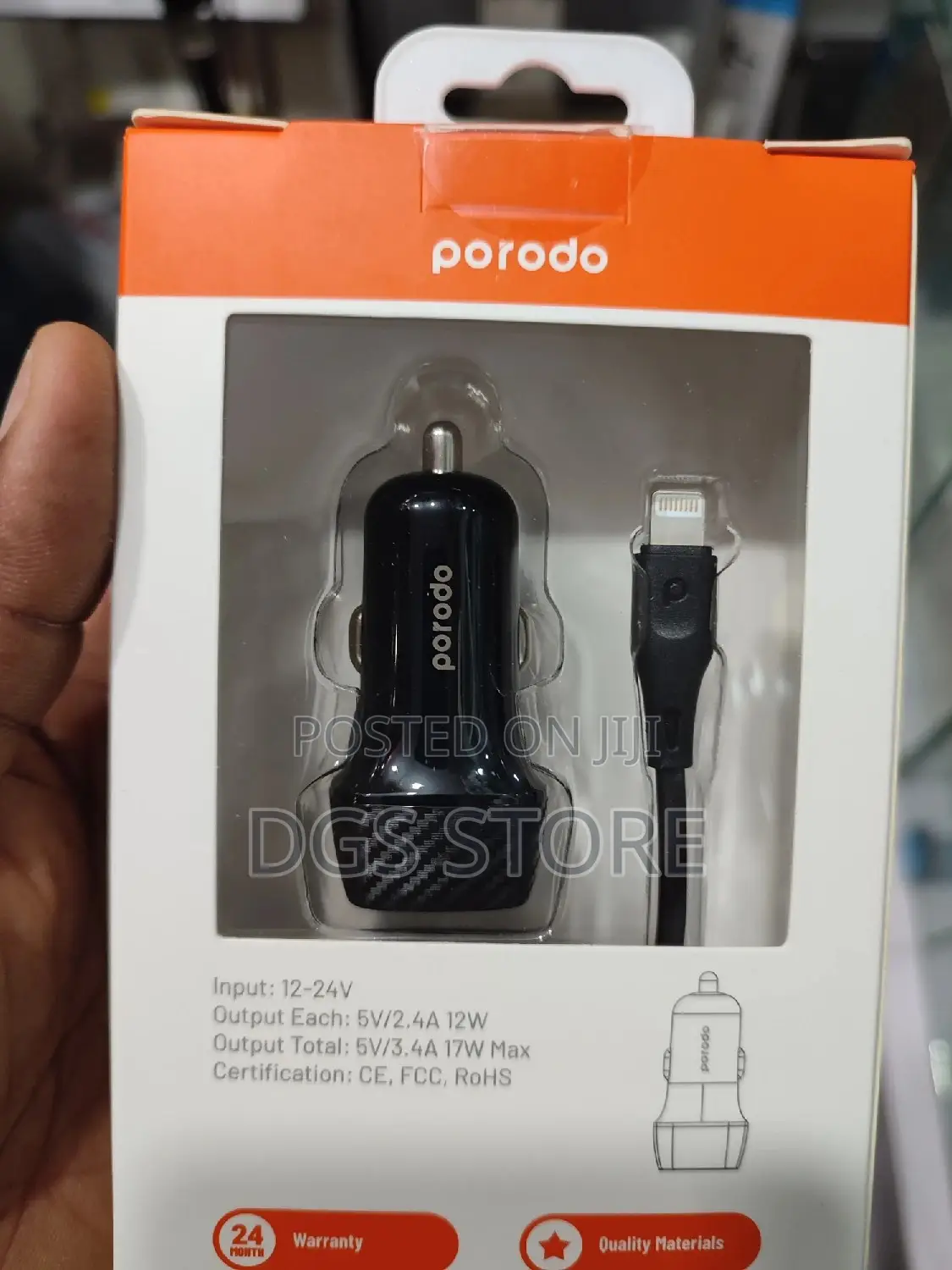 Porodo Dual Port Car Charger 3.4A