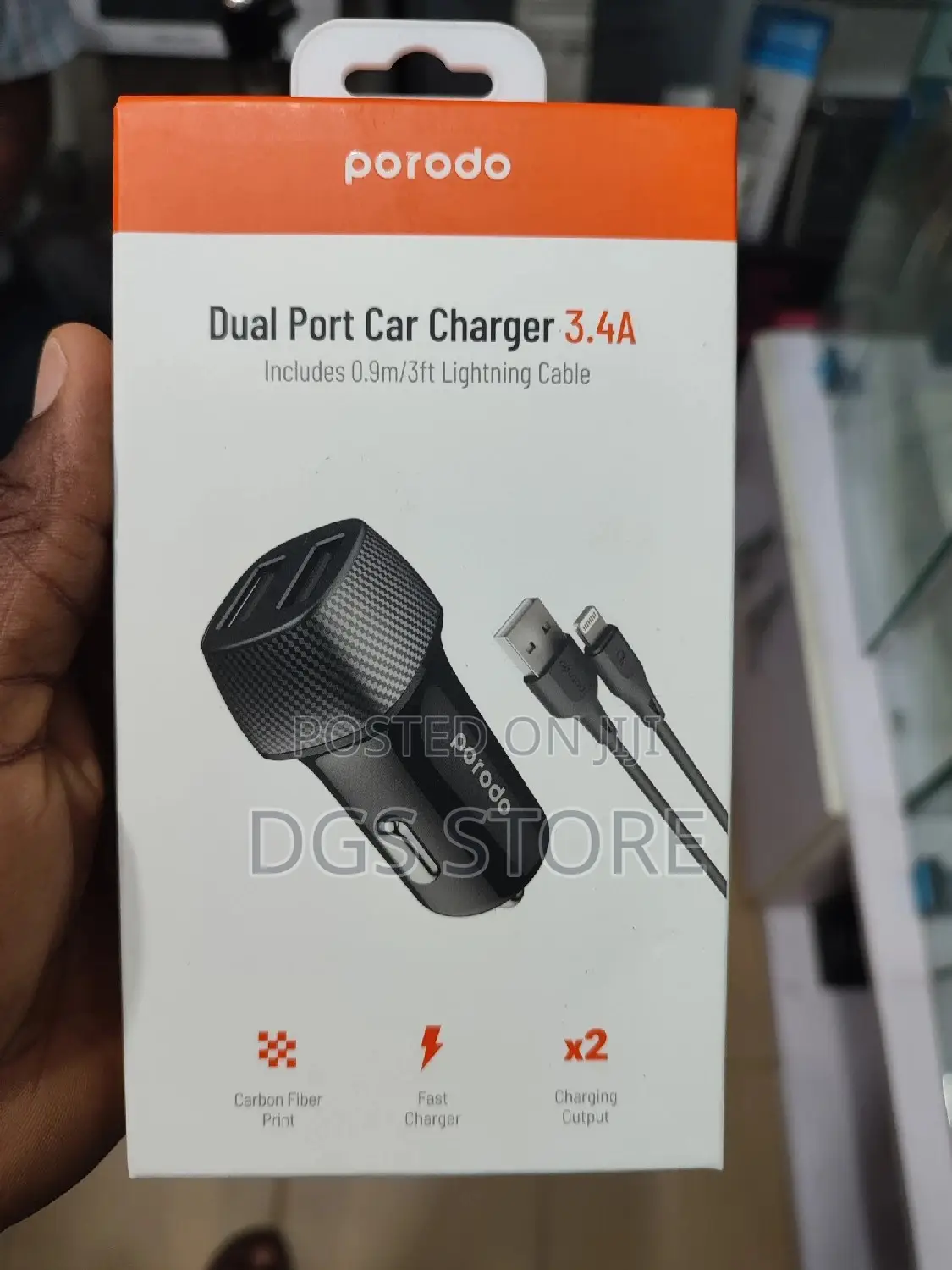 Porodo Dual Port Car Charger 3.4A