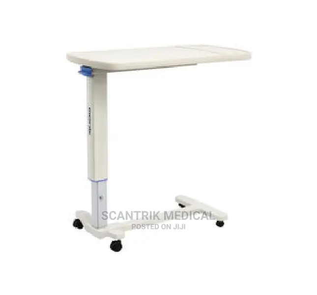 Medical Adjustable Overbed Table Tray With Wheels