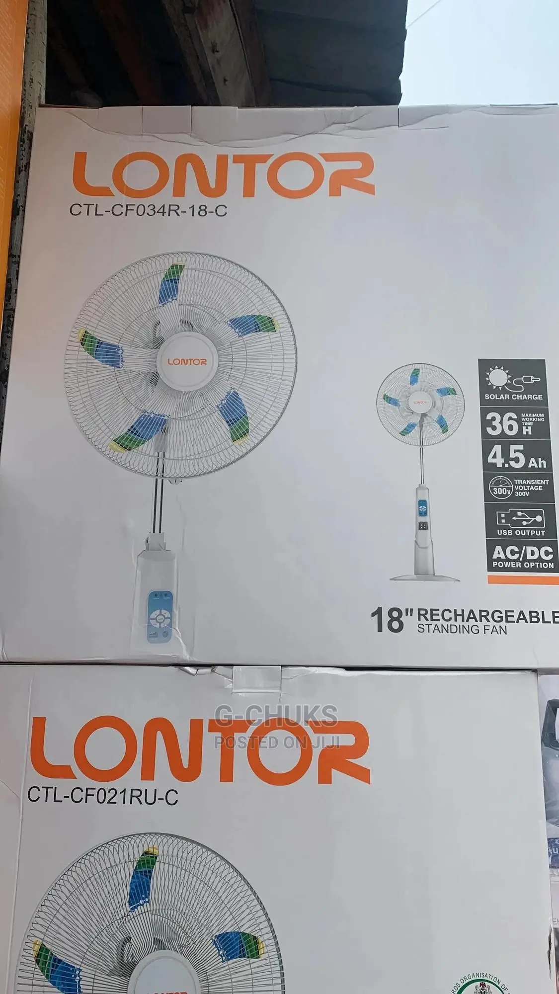 Lontor18-Inch Rechargeable Standing Fan -White CTL-Cf034-18c