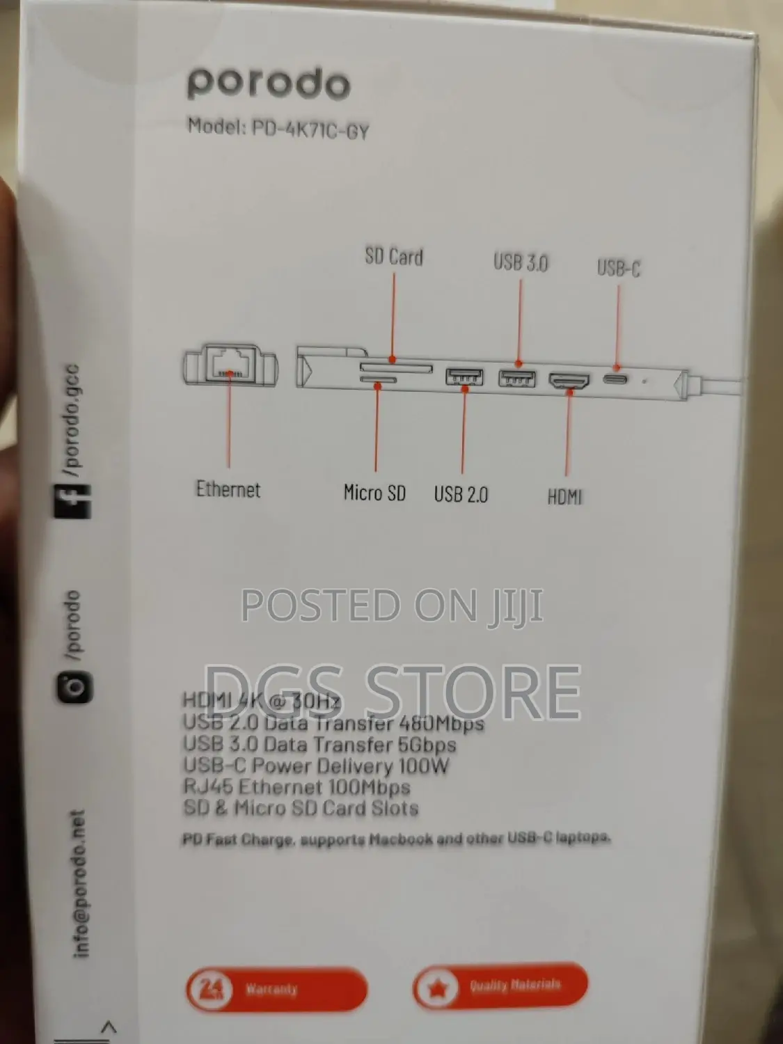 Porodo 7 in 1aluminum USB C Hub