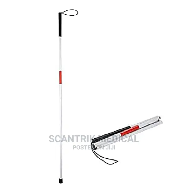 Steel Foldable Blind Crutch Cane White Walking Stick
