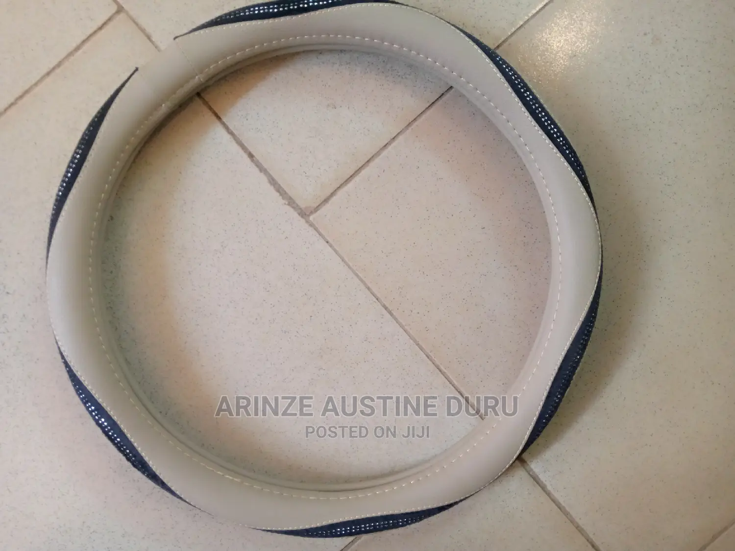 Cream Color Steering Wheel Cover Mix Black