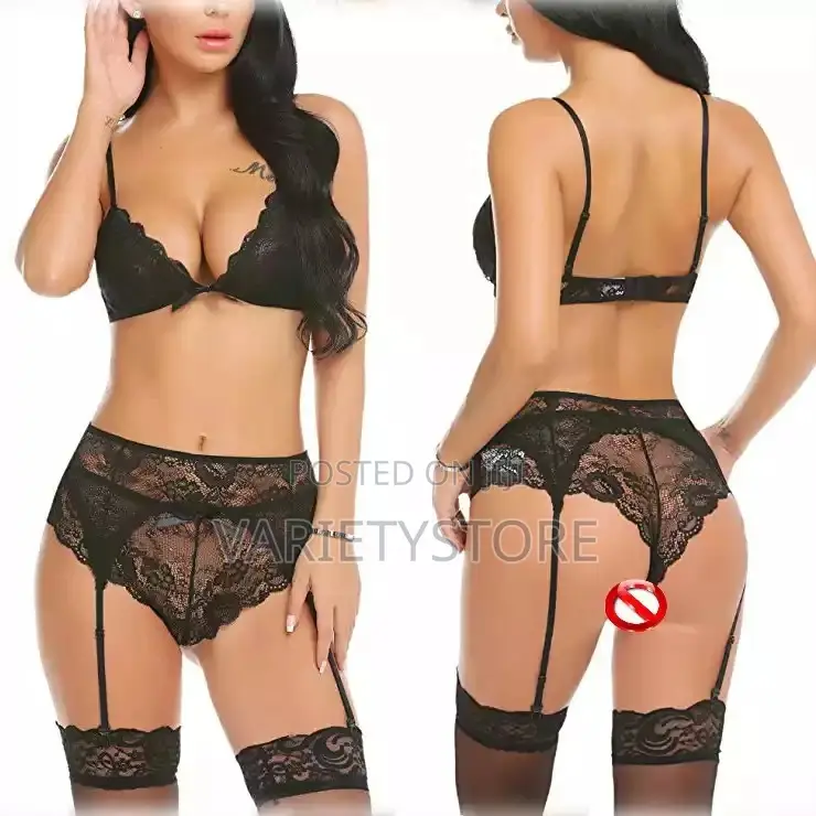 3 Piece Sexy Lingerie Women Costumes G-String Underwear Set