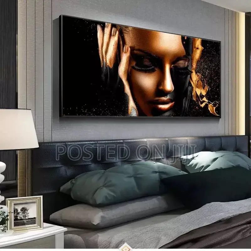 Black Gold Nude Woman Oil Paintings on Canvas