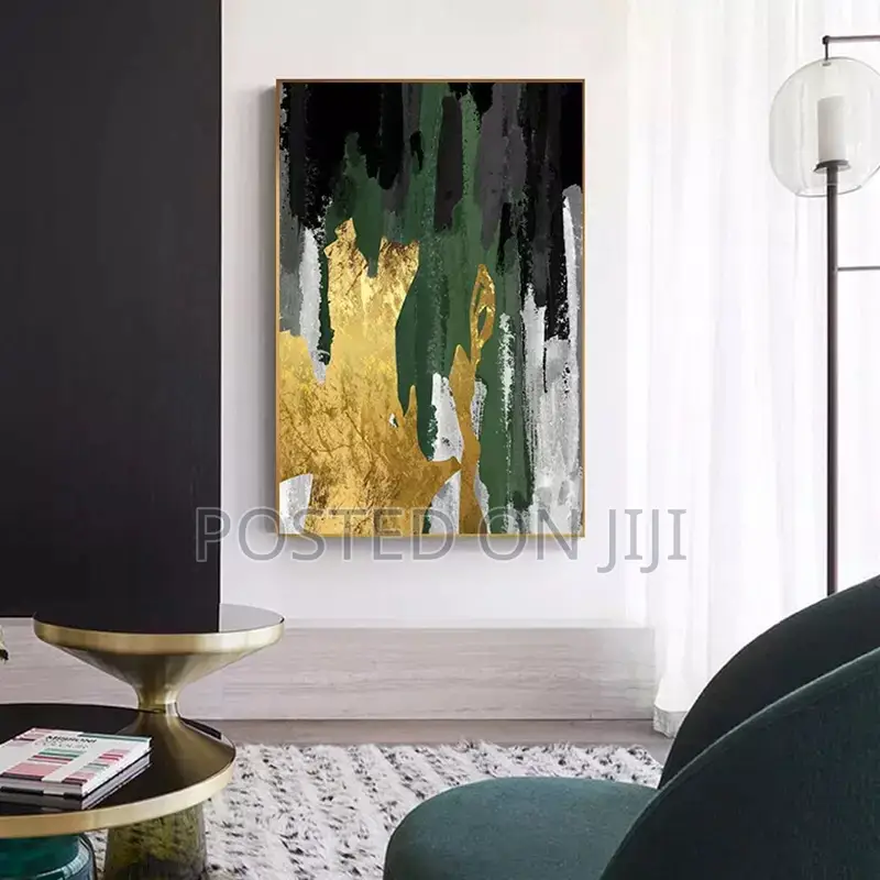 Abstract Gold Color Block Painting Foil Posters