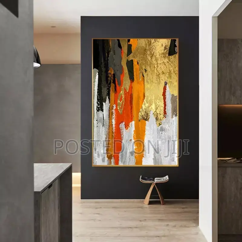 Abstract Gold Color Block Painting Foil Posters