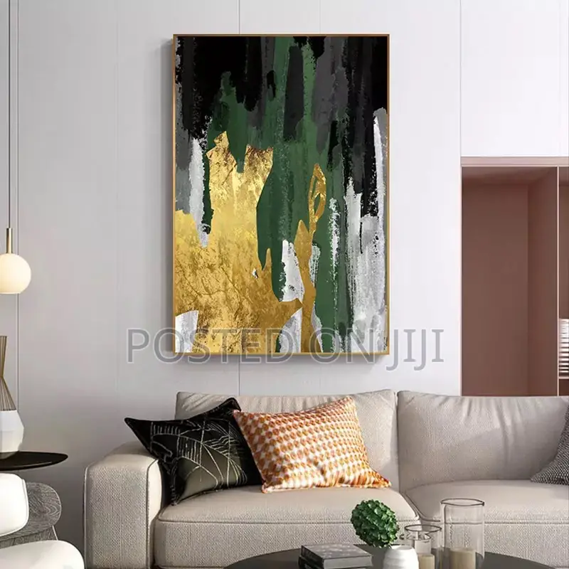 Abstract Gold Color Block Painting Foil Posters