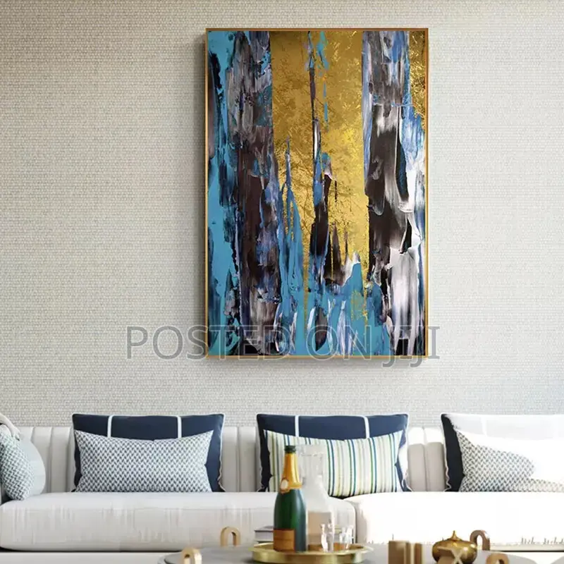 Abstract Gold Color Block Painting Foil Posters