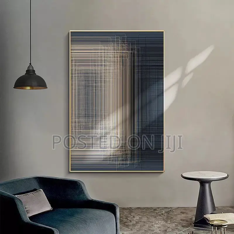 Golden Black Geometric Abstract Wall Art