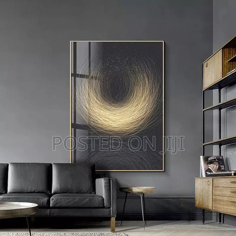 Golden Black Geometric Abstract Wall Art