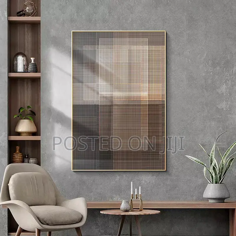 Golden Black Geometric Abstract Wall Art