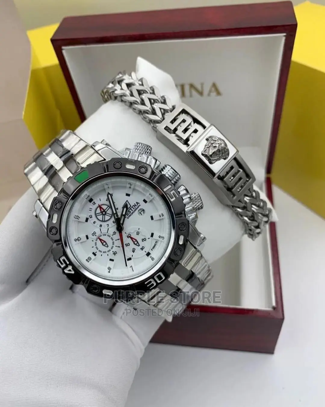 Festina Wristwatch and Bracelet Silver