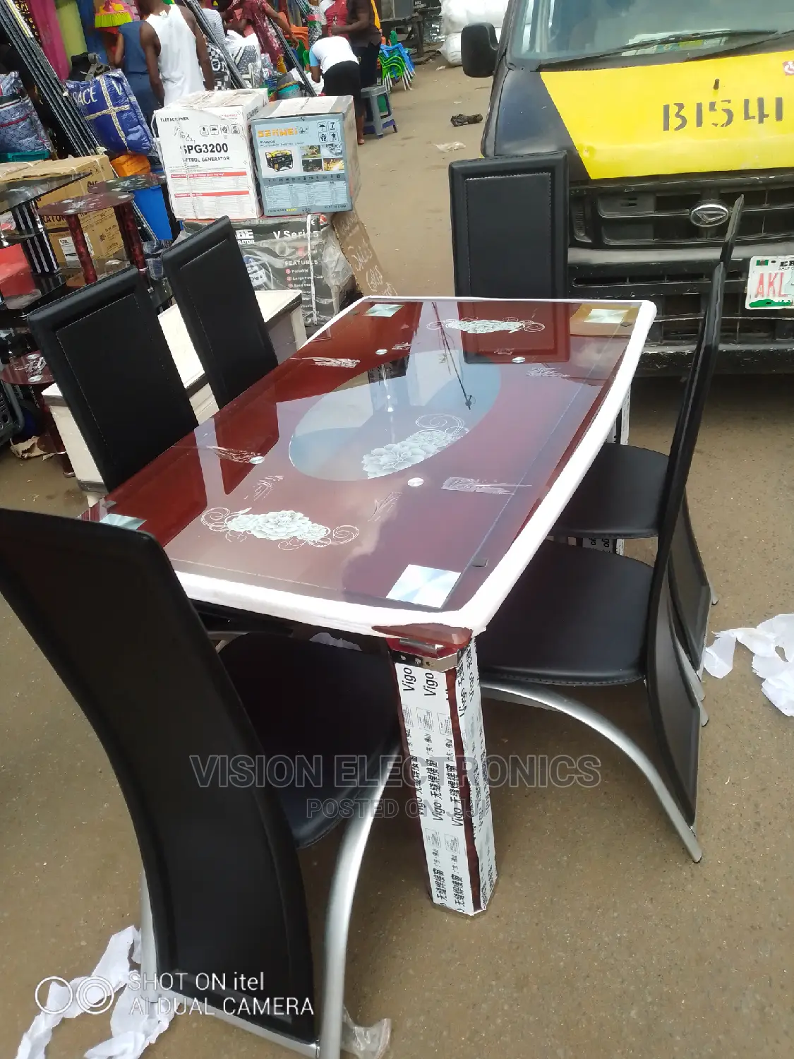 Mixed Glass 6 Seater Dining Set