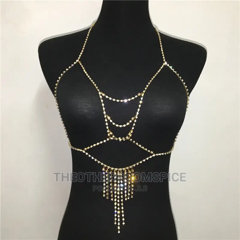 Rhinestone Body Chain Necklace Costume Jewelry