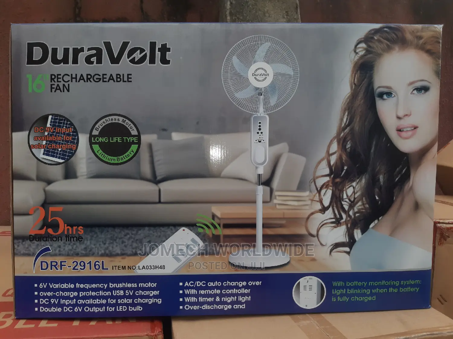 18" Duravolt Rechargeable Fan