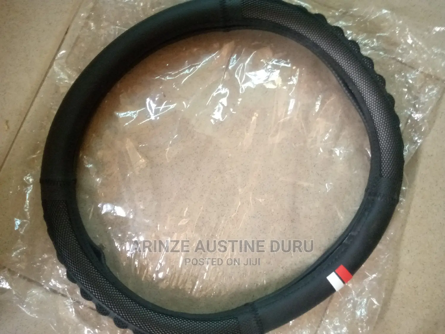 Mercedes Benz Steering Wheel Cover Black and Red