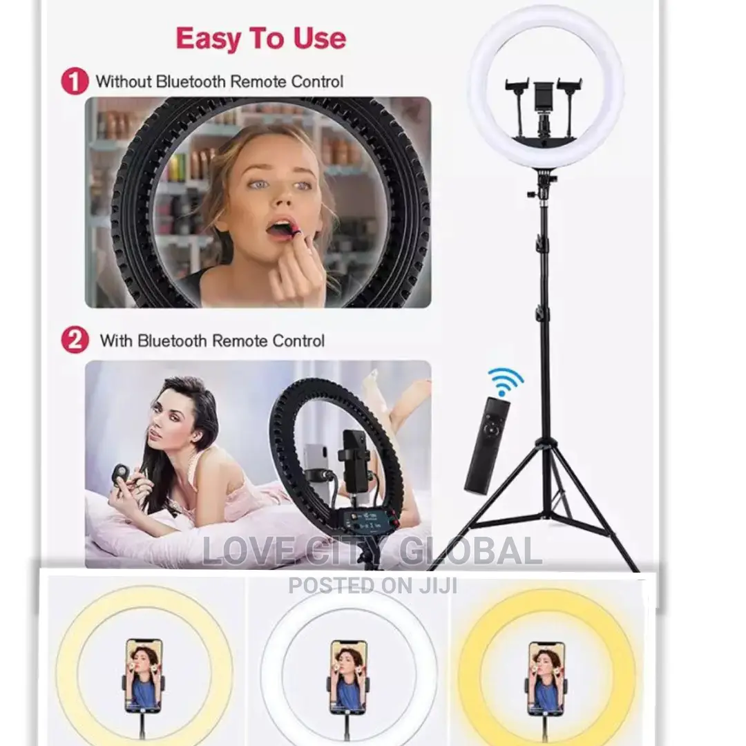 18" Ring Light, 2.1m Stand, Remote, Bluetooth Shuttle Selfie
