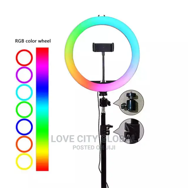 10 Inches RGB Ring Light Multiple Light, Stand, 2 Remotes