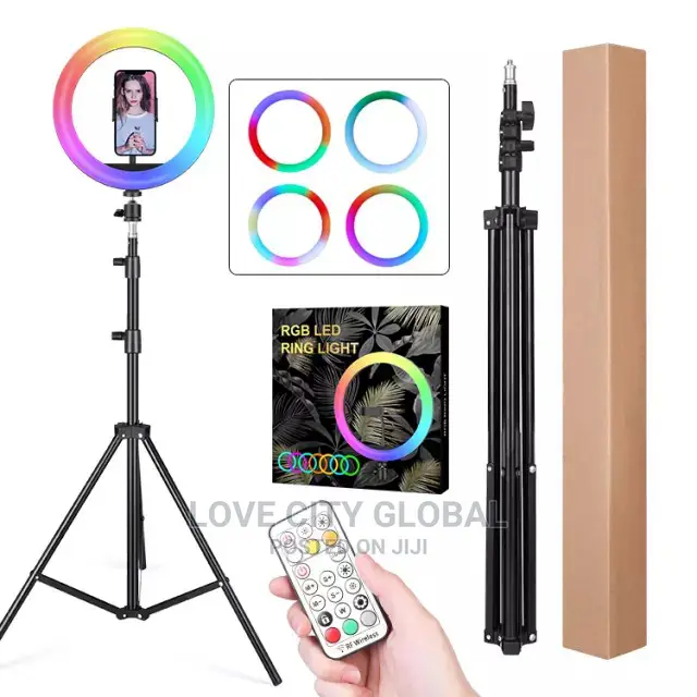 10 Inches RGB Ring Light Multiple Light, Stand, 2 Remotes